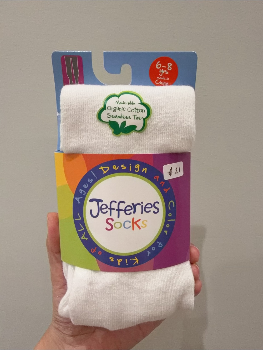 Jefferies Socks Girls White Organic Cotton Tights